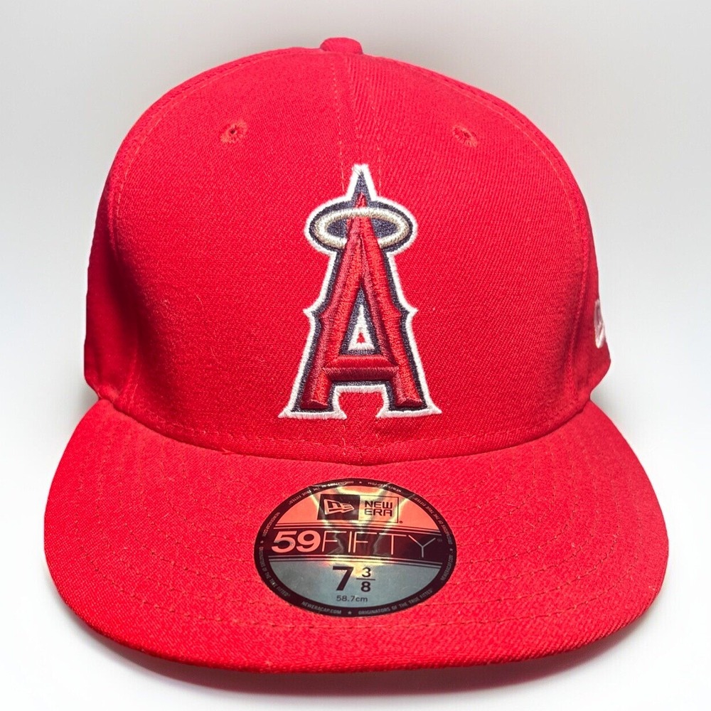 Los Angeles Angels 59FIFTY Fitted New Era Hat Cap Red MLB 7 3/8 Authentic
